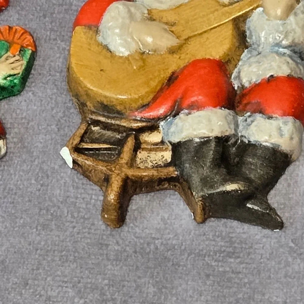 Ceramic Christmas Ornaments Vintage 1980s Hand painted Set of 9